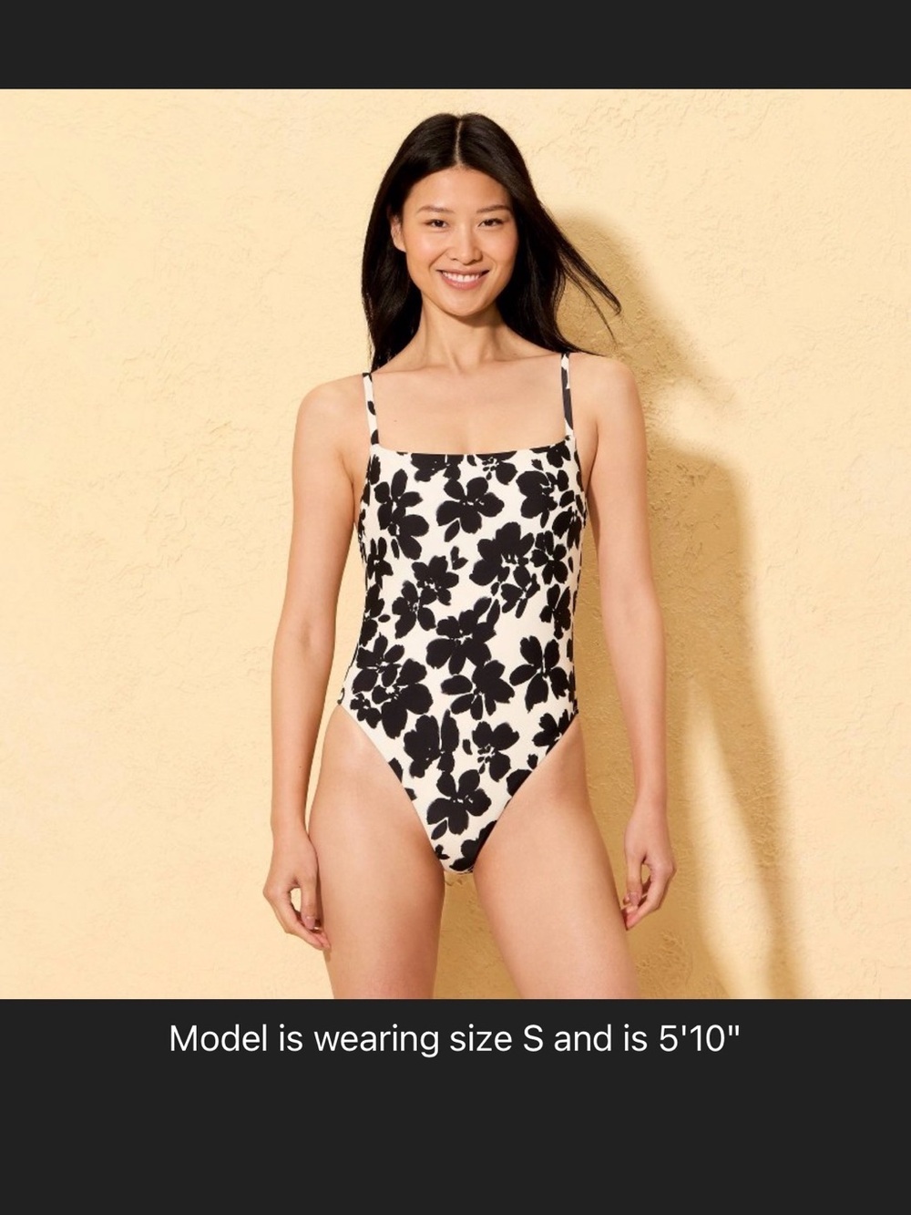 Shade & Shore Black and White Floral One-Piece Swimsuit